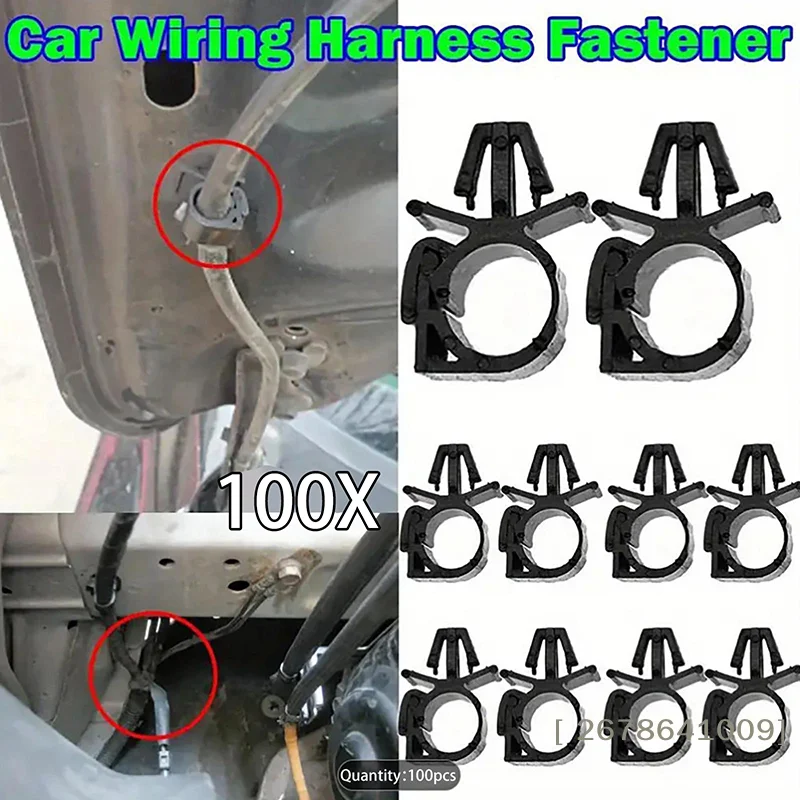 ⚑100Pcs Car Wiring Harness Fastener Clips, Universal Plastic Cable Clamp for Automotive Wire Management