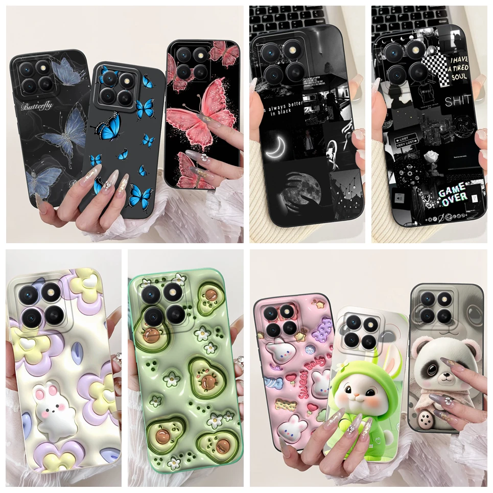 New Fashion Case For Huawei Honor X8C 4G ABR-LX1 Phone Shell Flower Butterfly Girly Rabbit Back Cover Soft Silicone Coque Bumper