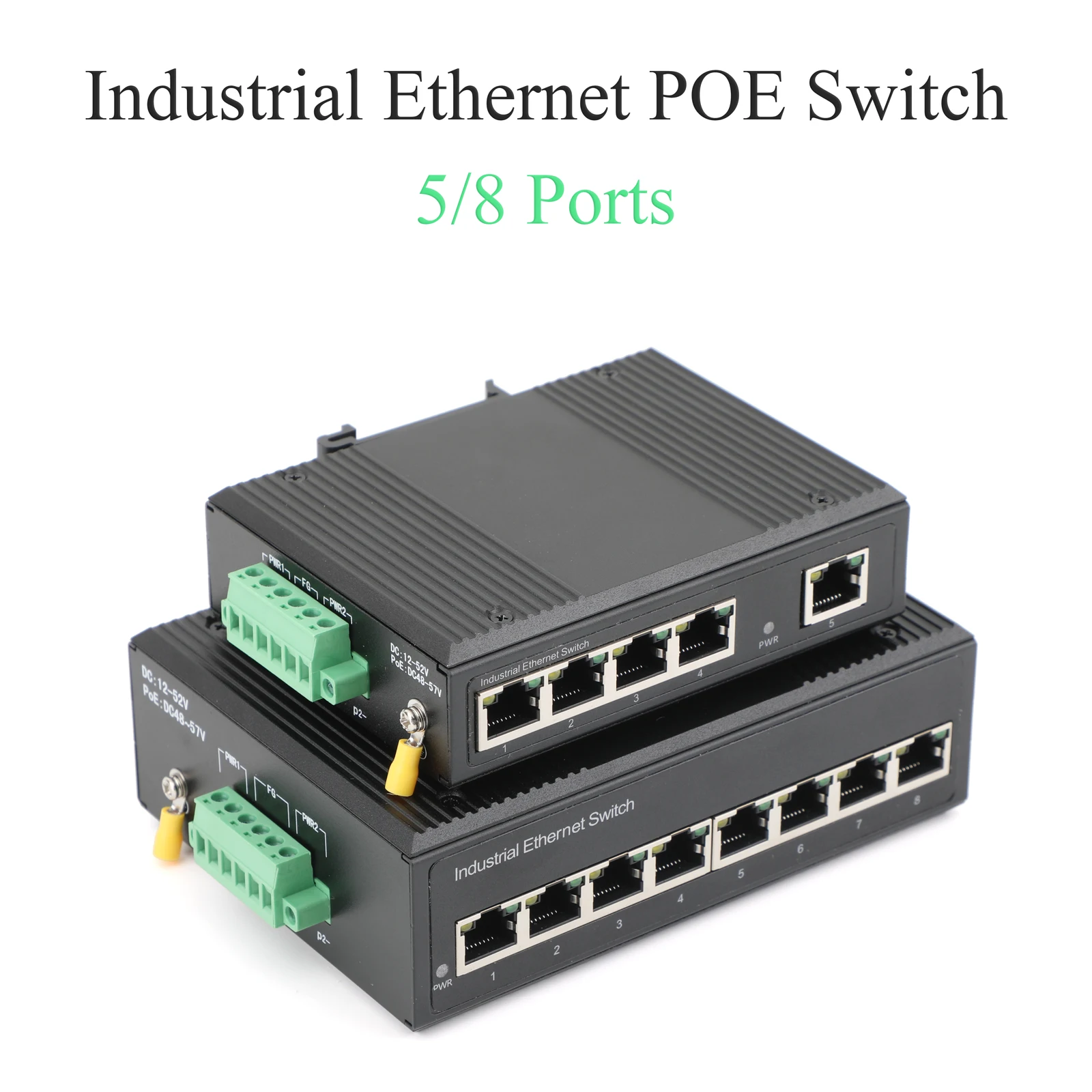 5/8-port Industrial POE Switch 100/1000Mbps DIN Rail, Plug and Play,  For Factory Automation and Surveillance System