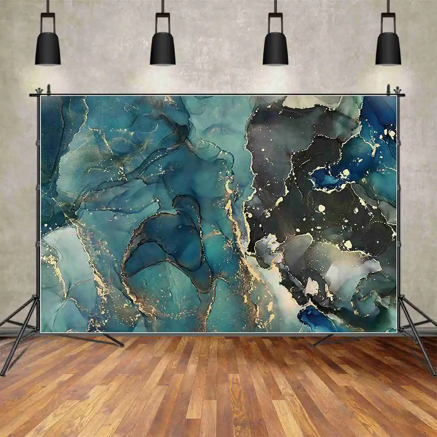 ดวงจันทร์. QG บทคัดย่อศิลปะเส้นพื้นหลังการถ่ายภาพของเหลวการเคลื่อนไหว Golden เส้นสีฟ้า Photozone ฉากหลังเด็กสตูดิโอ Props