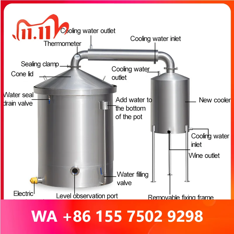 100l Distiller Alcohol Distiller Traditional Liquor Distiller 304 Stainless Steel Without Heating Rod 3