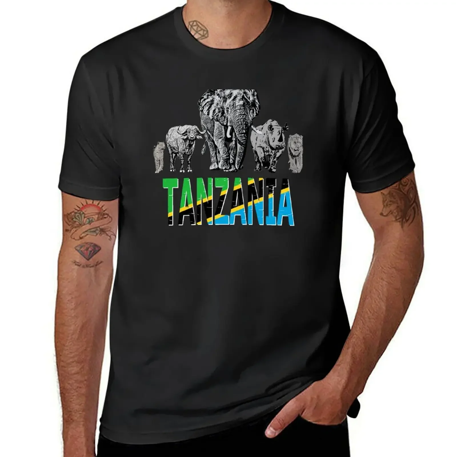 Africa's Big 5 Animals for Tanzanians T-Shirt basketball graphic tees compression shirt men