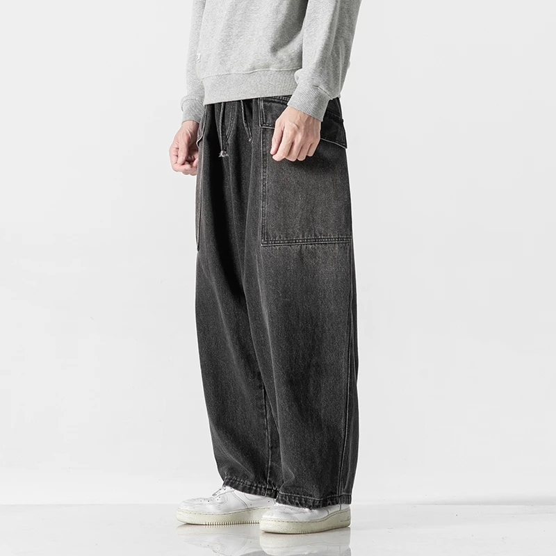 Autumn Men‘s Straight Jeans Oversized Fashion Loose Cargo Jean Pants Male High Street Wide Leg Denim Trousers Streetwear 5XL