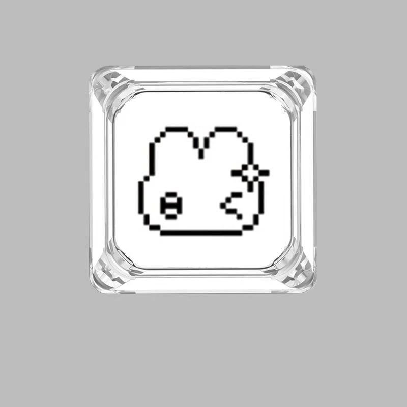 Neues Pixel Niedliches Hasen-Ausdrucks-Tastenkappenset für Mechanische Tastaturen Tastenkappen Tastaturdekoration Transparent Personalisiert – Detail 9