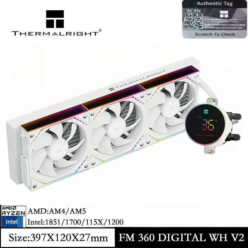 

Thermalright FROZEN MAGIC 360 DIGITAL ARGB White V2 Water Cooler for AM4 AM5 Intel LGA1851/1700/115X/1200 AIO CPU Liquid Cooling