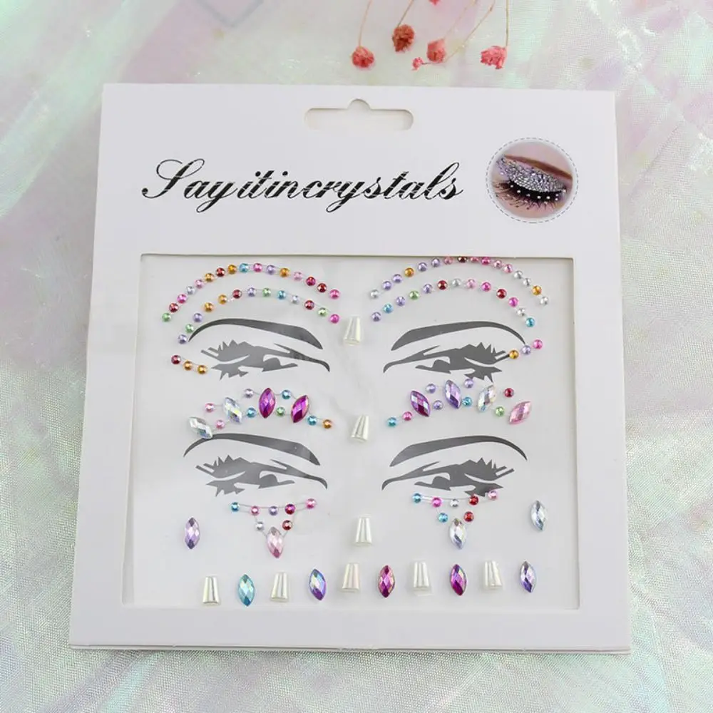 Fake Tattoo 3D Face Tattoo Crystal Sticker Fashion Disposable Gems Rhinestones Sticker High Quality Charm