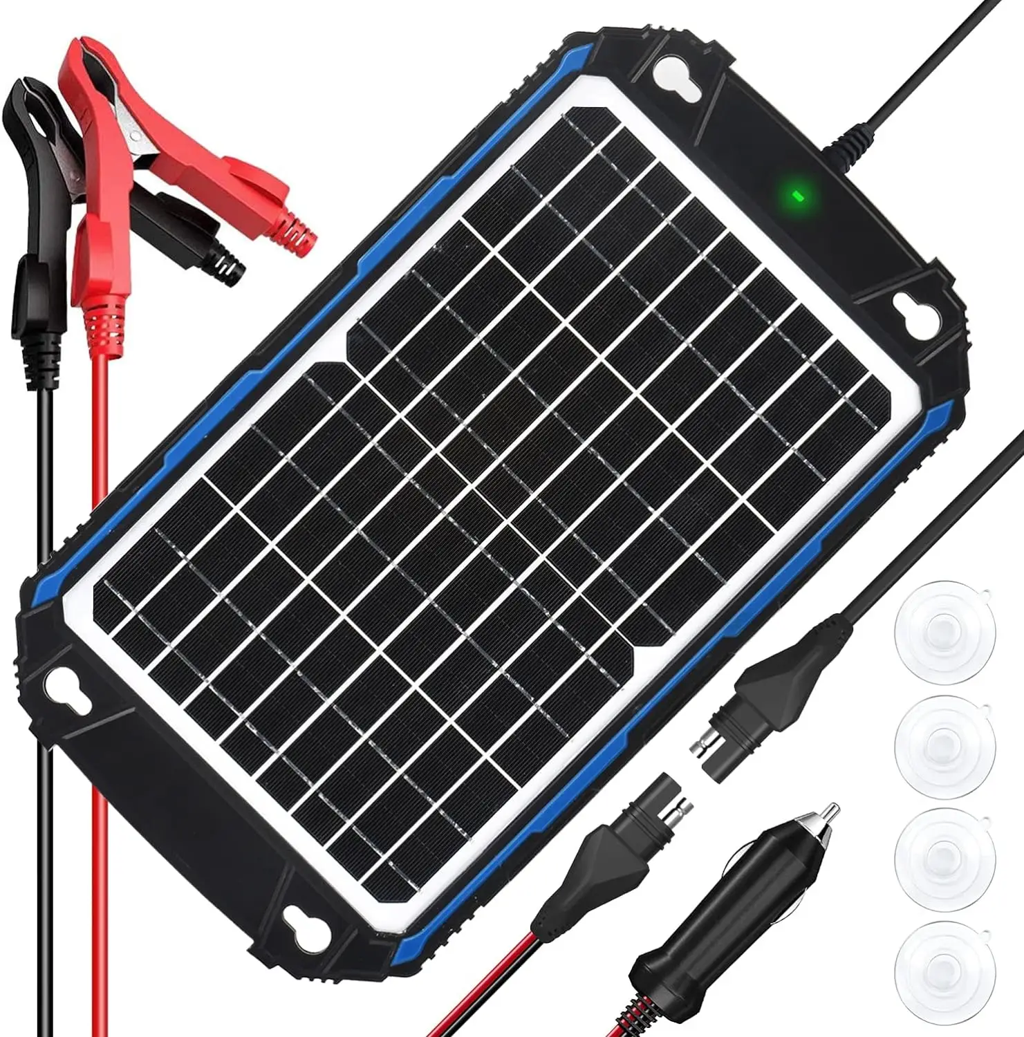 12W 12V Solar Battery Charger&Maintainer,Built-in Intelligent MPPT Charge Controller, 12 Volt Solar Panel Trickle Charging Kits car battery charger 12v solar panel portable waterproof power trickle battery charger and maintainer plug and play solar power