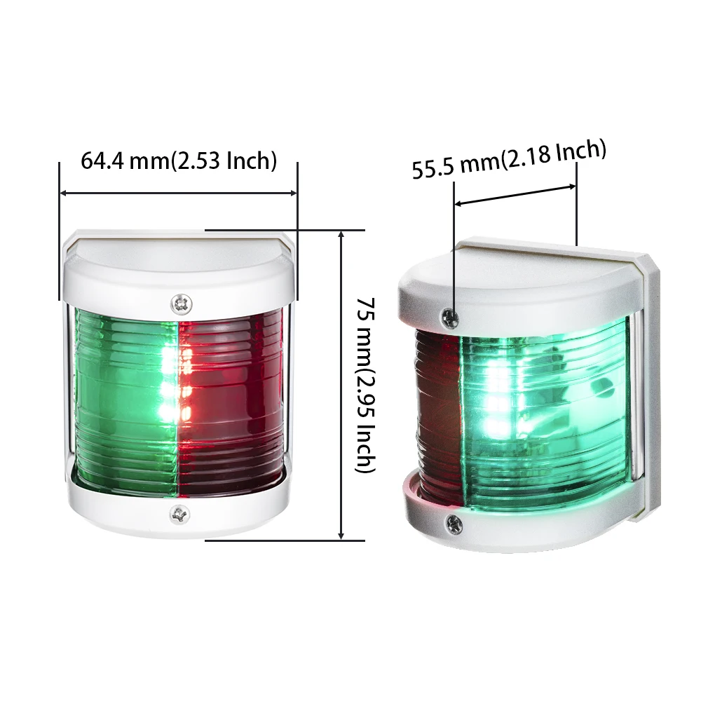 Red Green Bicolor Bow Navigation Light for Marine Boat Yacht Ship 12V LED 2 Nautical Miles