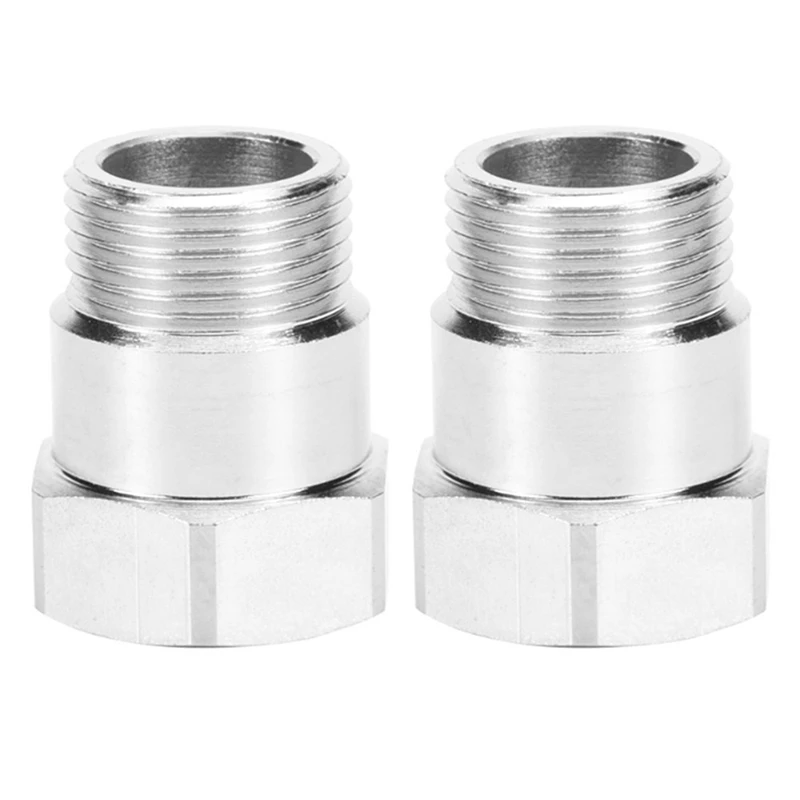 2 Piece O2 Oxygen Sensor Test Pipe Extension Extender Adapter Spacer M18 X 1.5 (1) Bung Silver