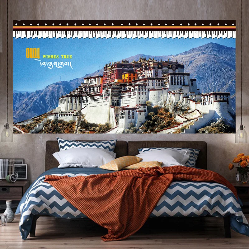 Potala PalaceTapestry Hanging Cloth Tibetan Living Room Wall Bedroom Landscape Hanging Painting Room Decor Aesthetic Posters