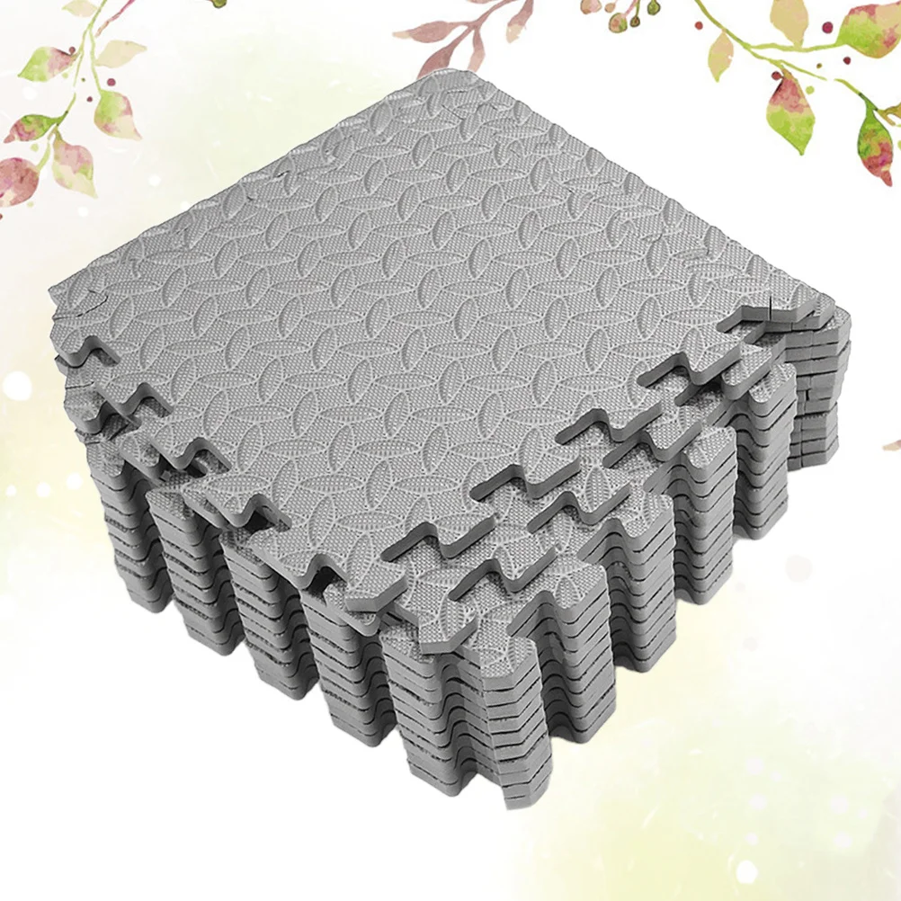 12Pcs Floor Mat Premium Eva Leaf Grain Splicing Mat Non-Slip Waterproof for Indoor Outdoor Use Gym Dance Room Kitchen