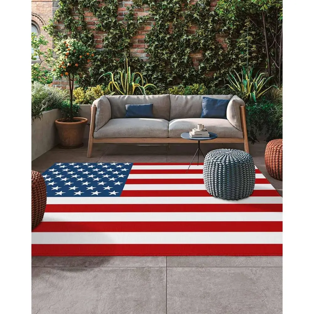 

Уличный ковер с патриотическим американским флагом для патио, террасы и крыльца — нескользящий, впитывающий для празднований 4 июля