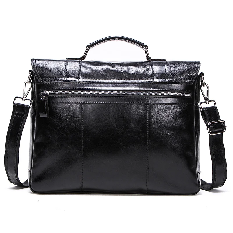 Maletín de cuero vegetal para hombre, bolso de mano de 13 pulgadas para ordenador portátil, ipad grande vintage, bolso de mensajero de negocios para hombre, negro