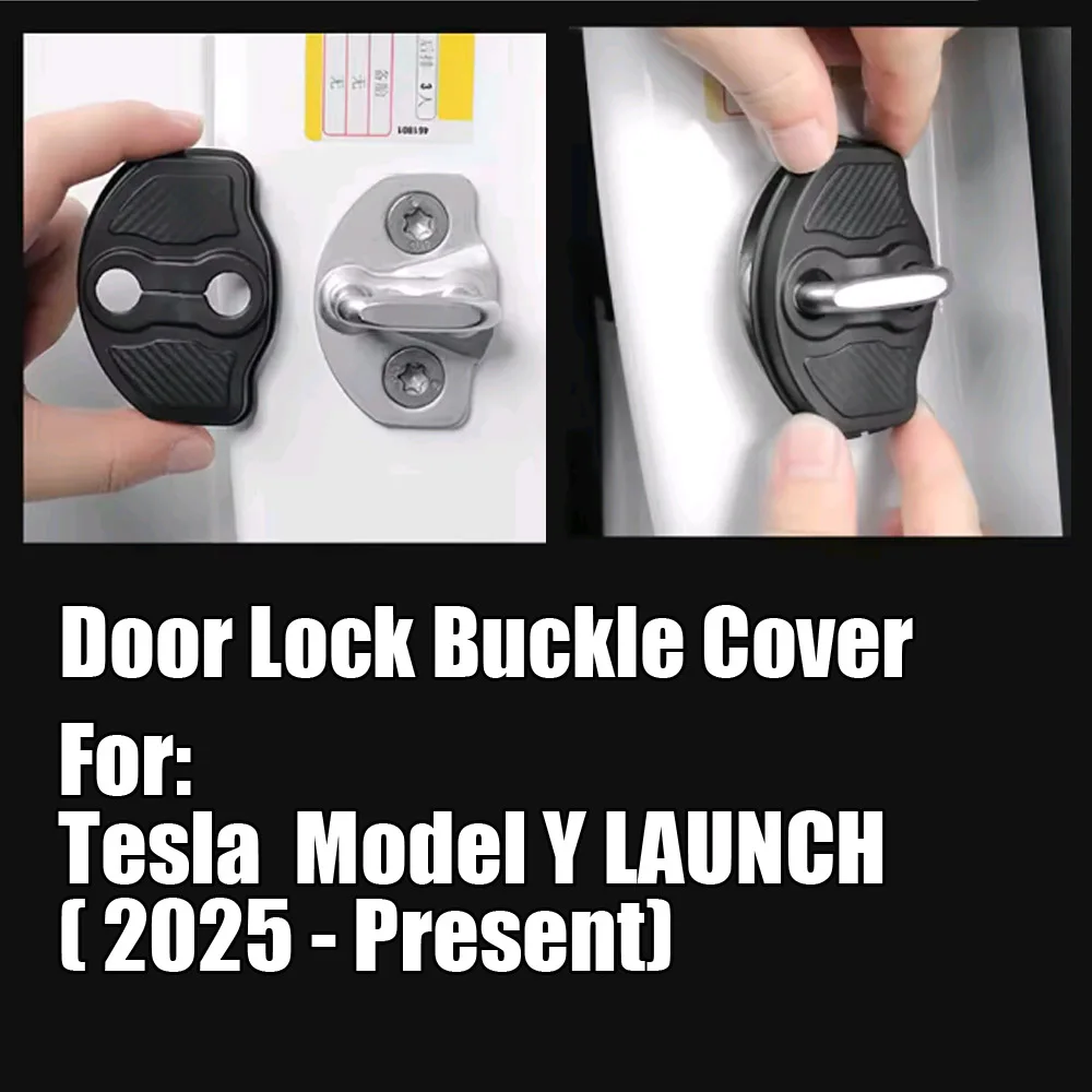 

4pcs Car Door Mute Damping Cushion Silicone Pad Door Lock Buckle Cover Accessory for Tesla Model Y LAUNCH ( 2025 - Present)