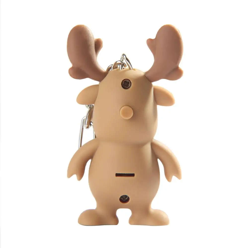 Cartoon Christmas Gift Deer Shape Mini Flashlight Key Chain Luminous Key Ring LED Lights