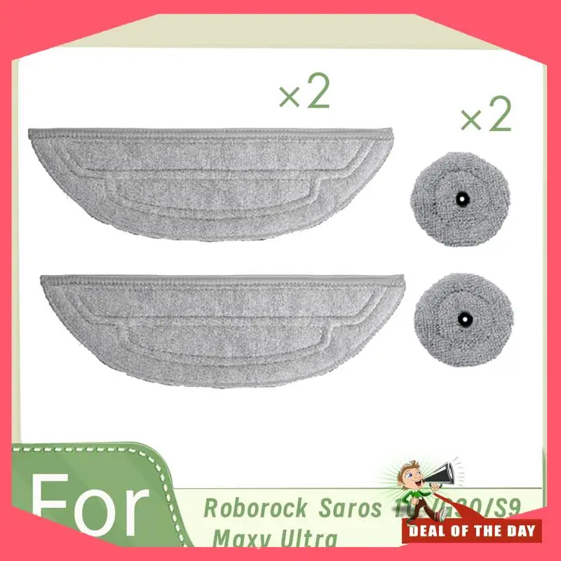จัดส่งตลอด 24 ชั่วโมง 4 ชิ้นแผ่นซับล้างทําความสะอาดได้สําหรับ Roborock Saros 10 / G30 / S9 Maxv Ultra อะไหล่เครื่องดูดฝุ่น