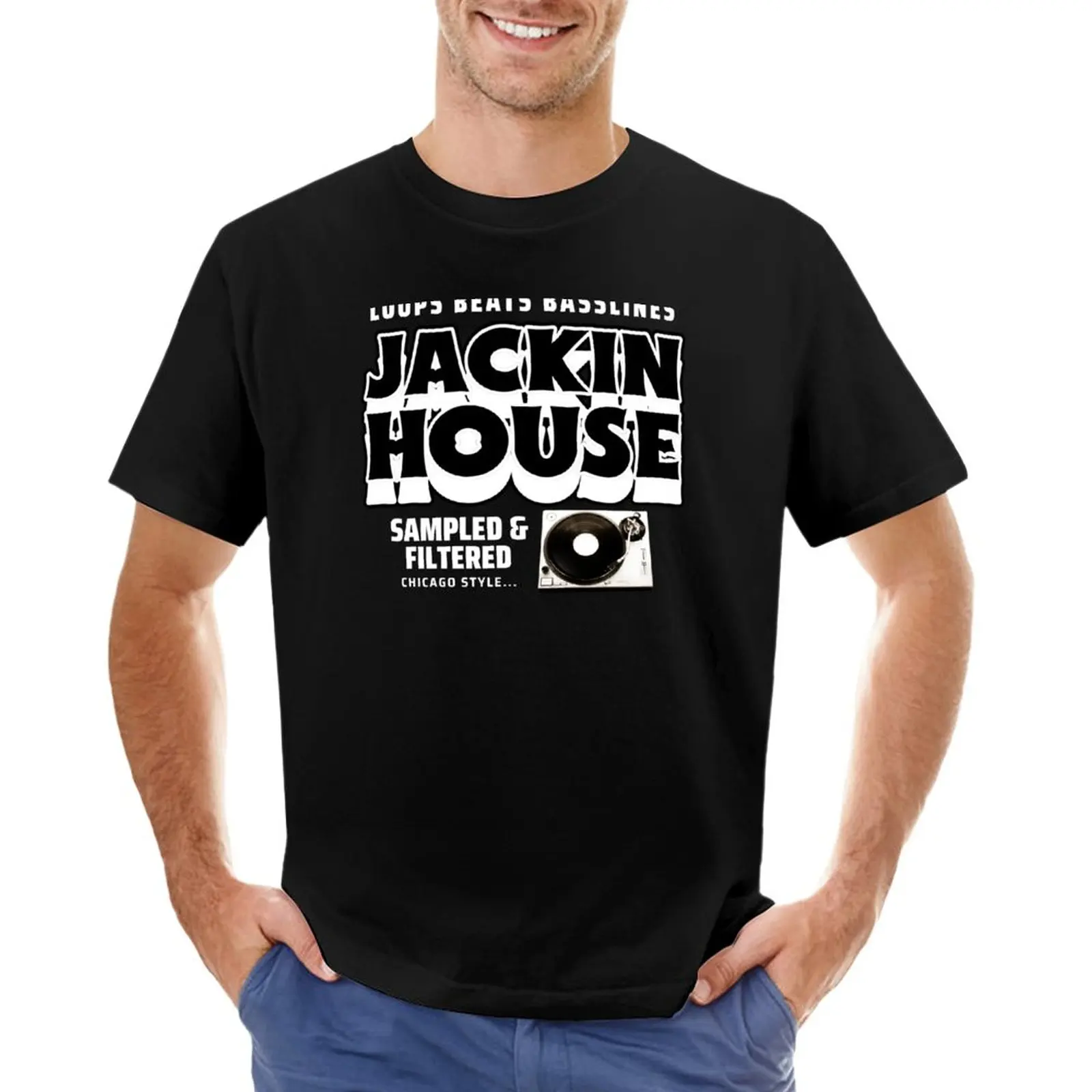 JACKIN HOUSE- Loops Beats Basslines T-Shirt graphic t shirts Blouse Short sleeve mens t shirts casual stylish