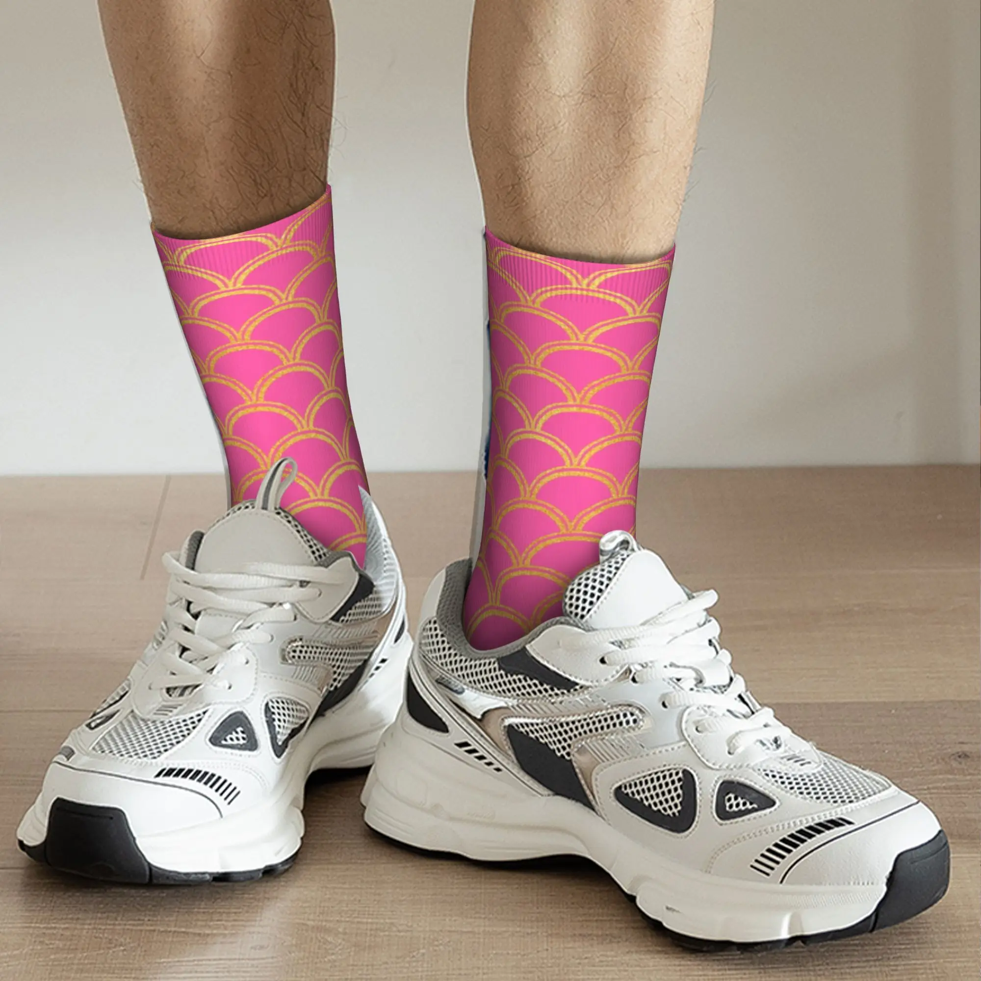 Kawaii rose or sirène échelle vague motif chaussettes femmes hommes chaud impression 3D sport basket-ball équipage chaussettes