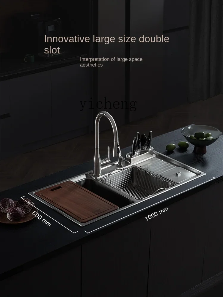 XL Stainless Steel Sink Large Double Slot Kitchen Vegetable Basin Inter-Platform Basin Scullery Double Basin