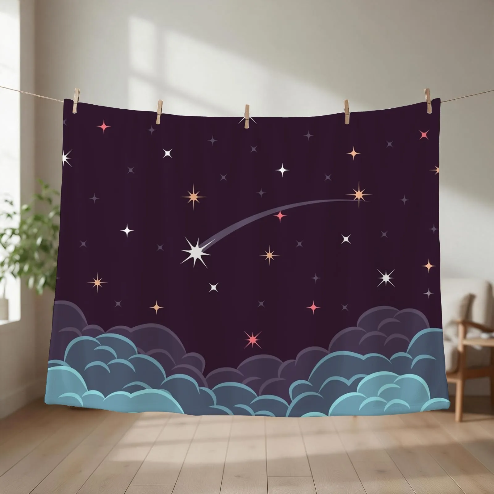 Falling Star Throw Blanket couch cozy soft plush fuzzy picnic outdoor blanket
