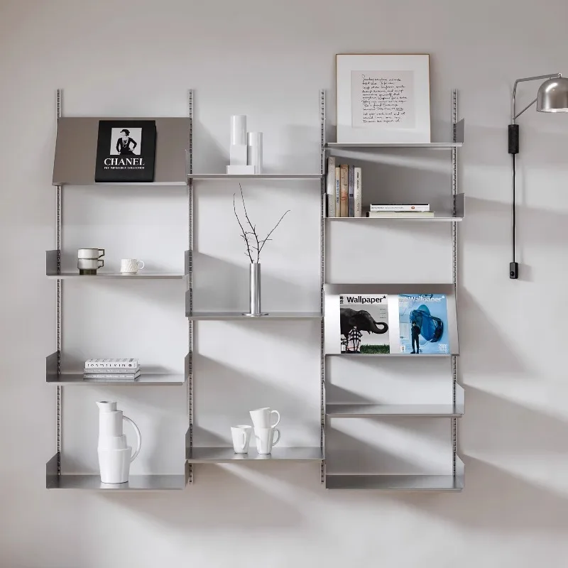 Stainless steel wall shelves, living room wall shelves, one-word shelves, laminate display and storage display shelves