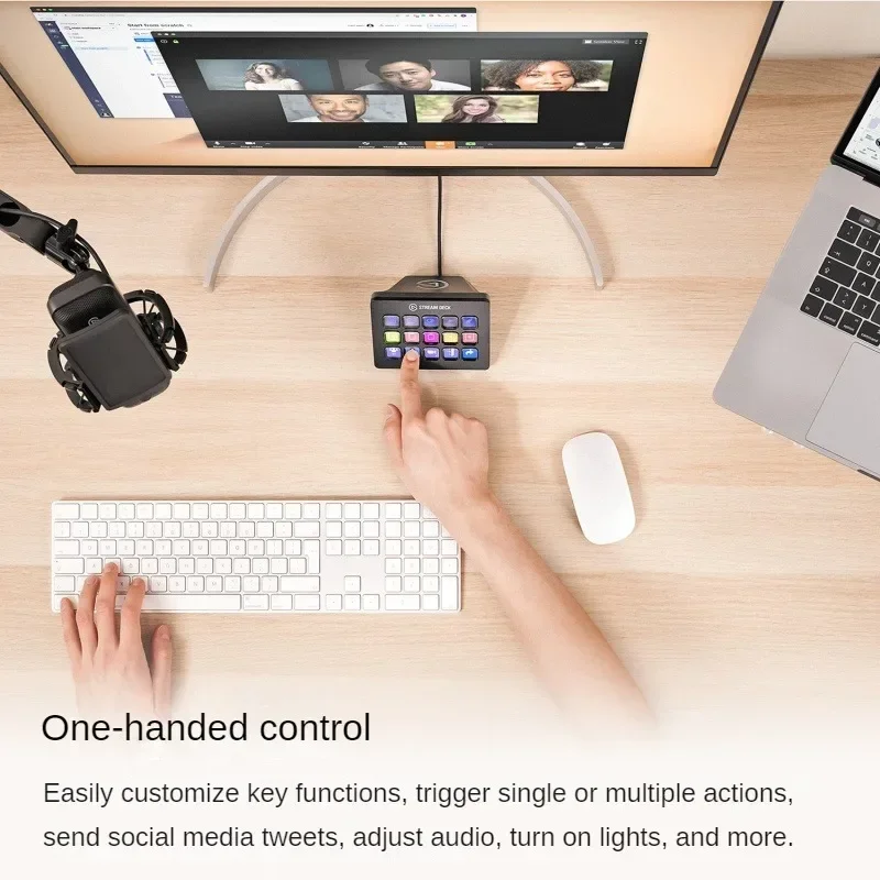 Imagem -02 - Elgato-stream Deck Mk.2 Mini Teclado Numpad Multifuncional 15 Teclas Painel Console Designer ps Live-streaming Desktop Assistant