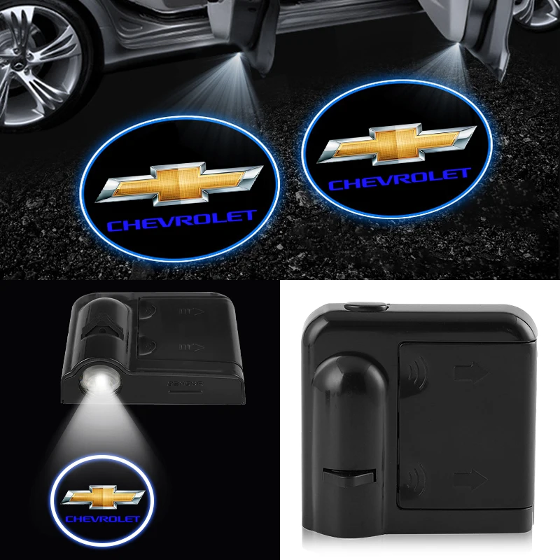 Luz de Boas-Vindas LED para Carro com Projetor de Logo, Emblema Automotivo para Chevrolet Cruze, Captiva, Lacetti, Aveo, Malibu, Camaro, Colorado