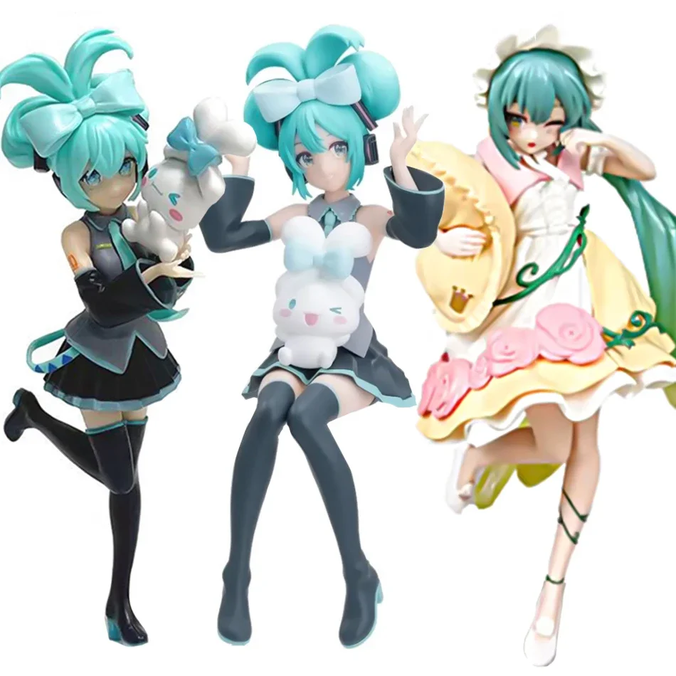 

20cm Anime Model Toy Hatsune Miku X Cinnamoroll Figure Fairy Mirror Sleeping Beauty Figures Car Ornament PVC Birthday Gift