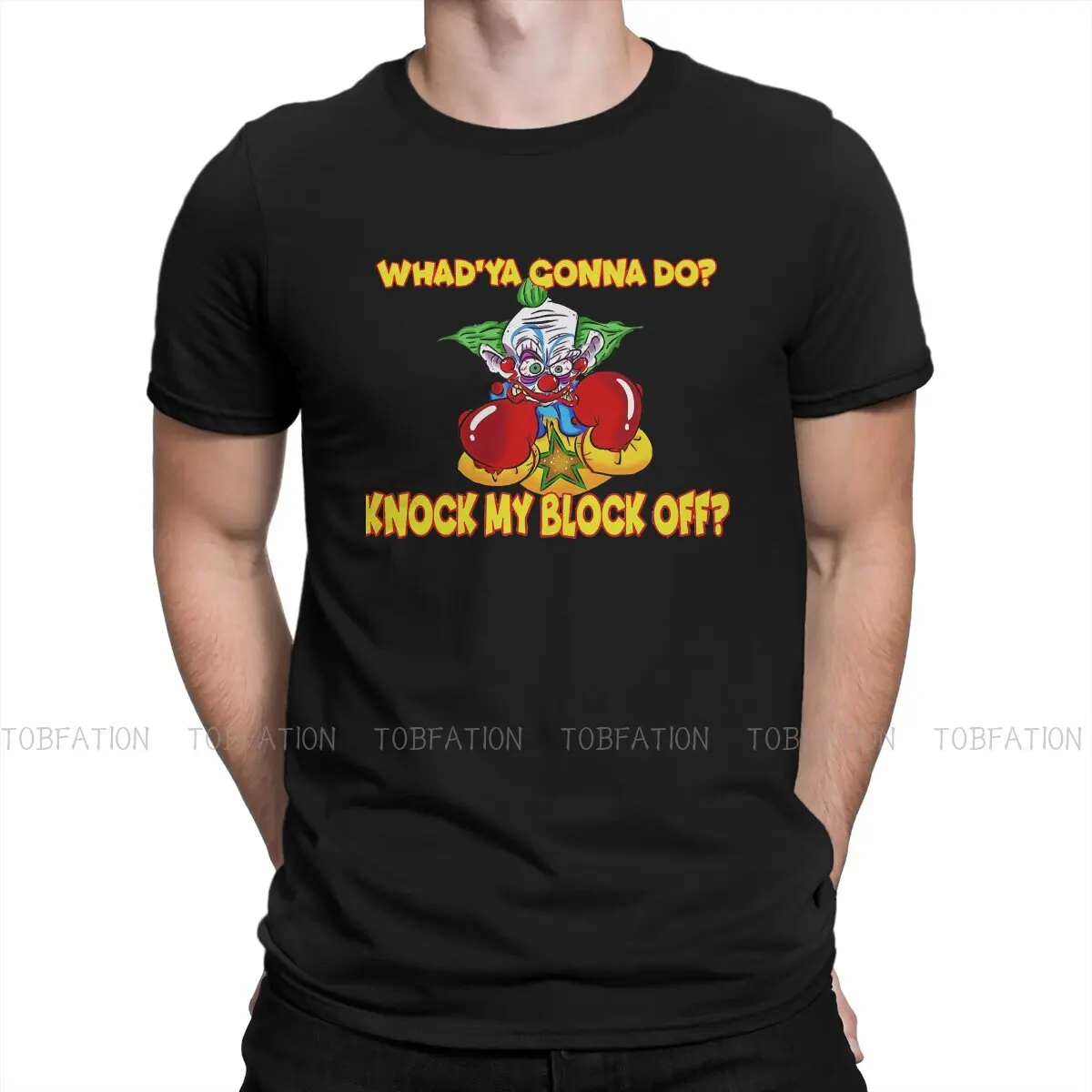 Killer Klowns from Outer Space Sci-fi Movie Knock My Block Off T Shirt Vintage Teenager Homme High Quality Tshirt Loose Crewneck