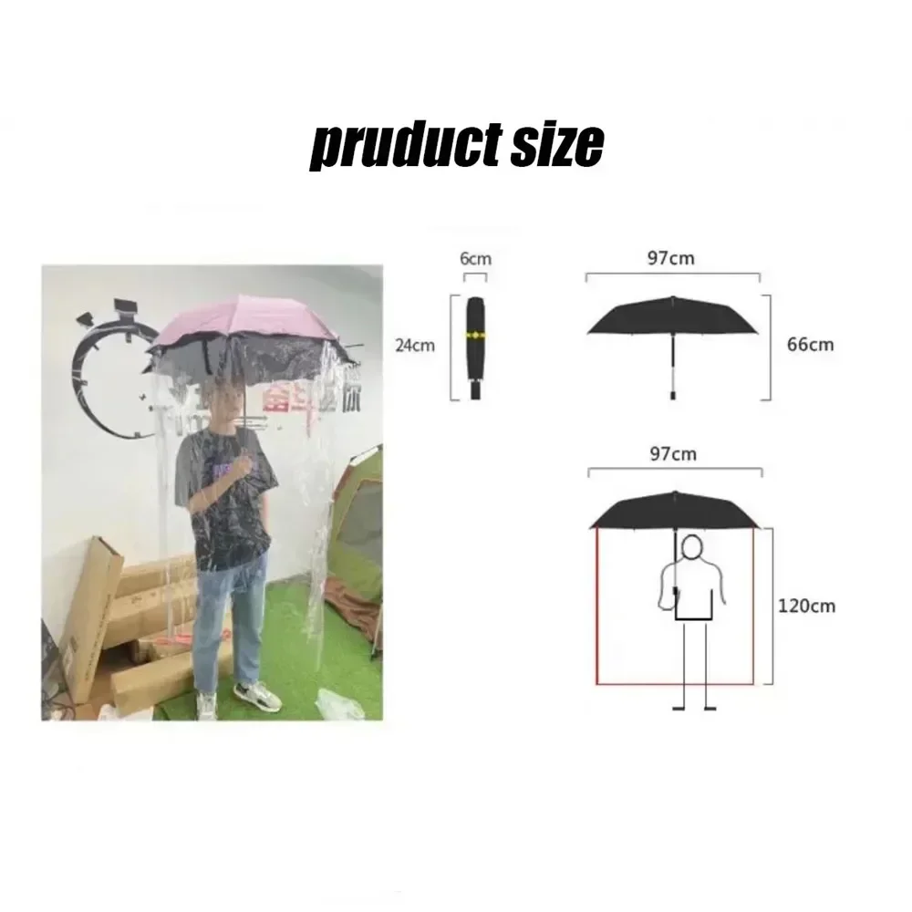 Splash-proof Umbrella UV Umbrellas with Rainproof Cloth Detachable Raincoat Parasol Paraguas for Man Woman Kids