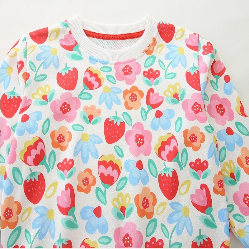 Girls Sweatshirts Fashion Cherry Print Pullover for Kids Spring Autumn Long Sleeved Children Tops Baby T-shirts Toddler Outfits