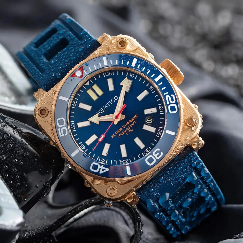 Aquatico Super Charger Bronze Blue Dial Watch (NH35)