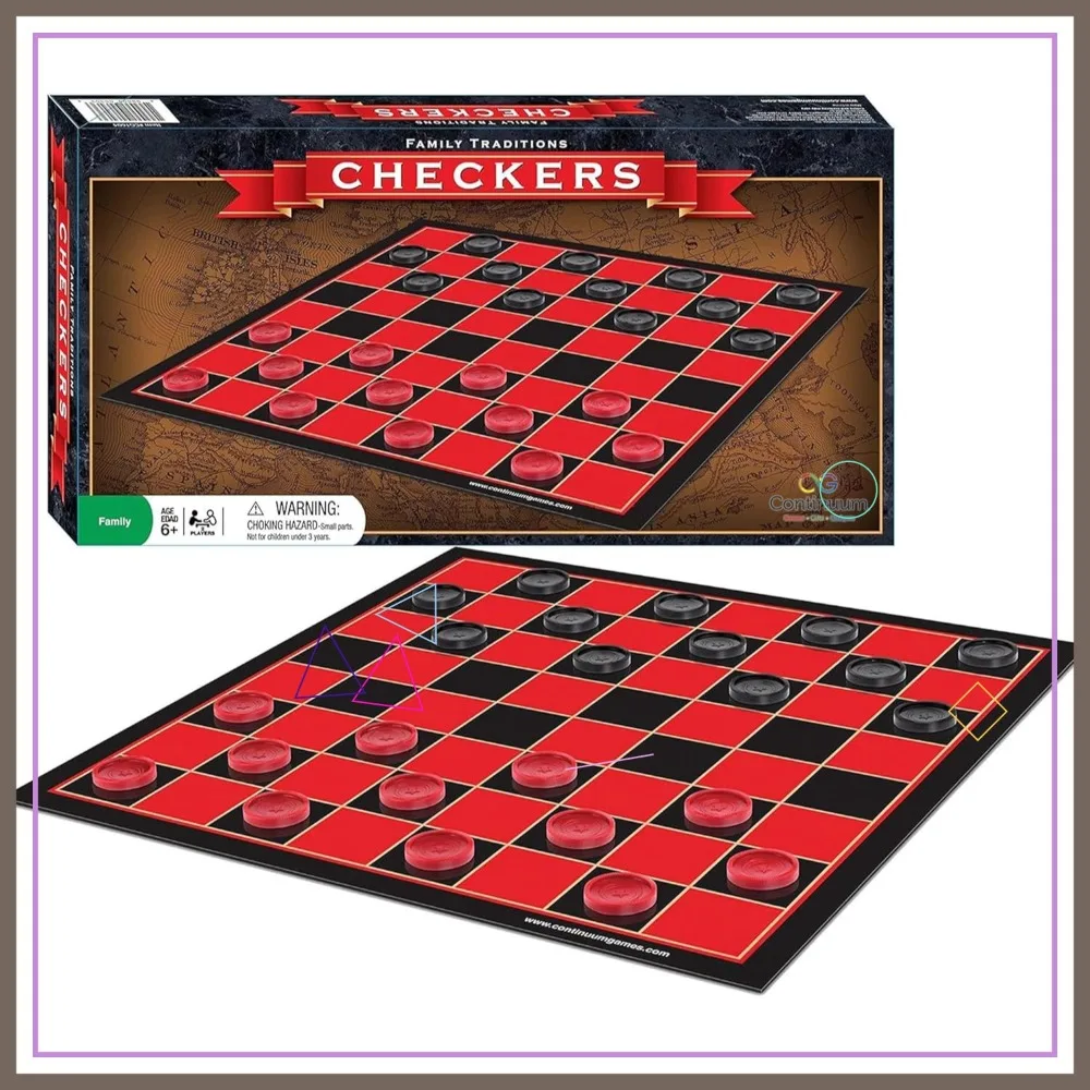

Classic Checkers Board Game for Family Fun, Ages 6+