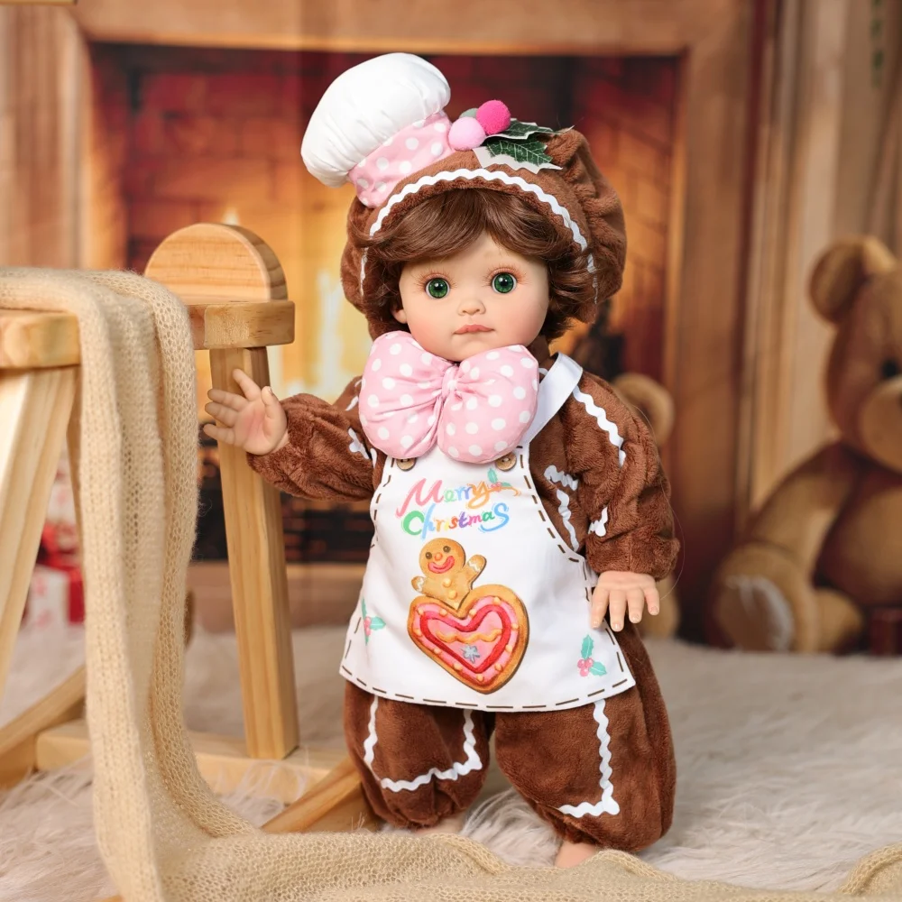 Cloveray 18 inch full body vinyl realistische herboren babypop Gingerbread Man Set vinyl pop handgemaakt origineel speelgoed kind kerstcadeau