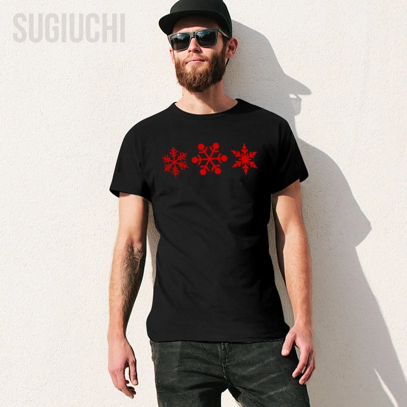 Unisex Men Merry Christmas Holiday Snowflake Tshirt Tees T Shirts Women Boys 100% Cotton T-Shirt