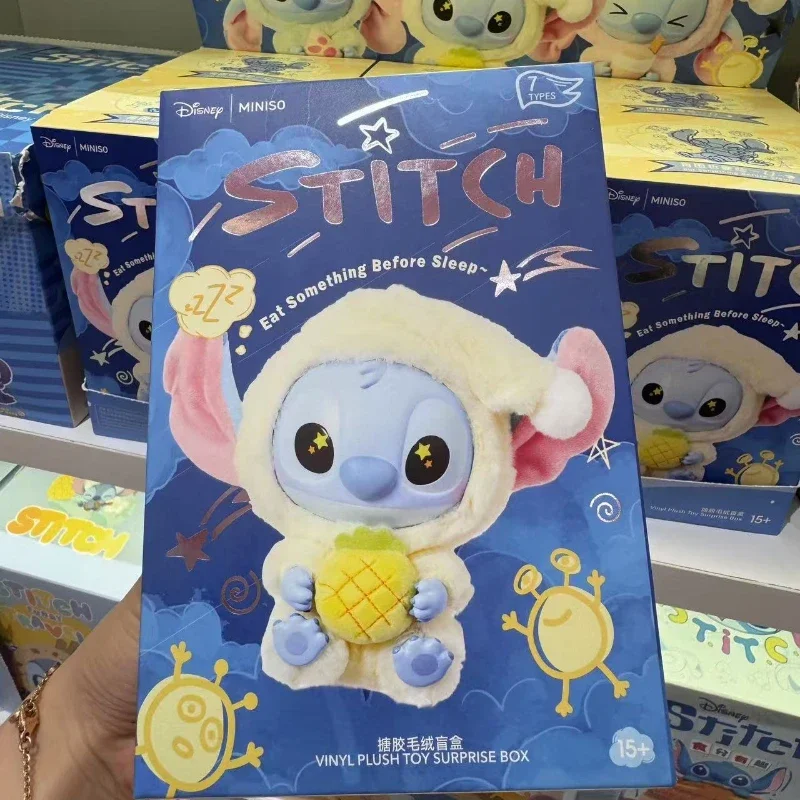 2025 High Quality Stitch Eat Something Before Sleep Series Plush Blind Box Vinyl Toys Cute Doll Mystery Box Bag Birthday Gifts
