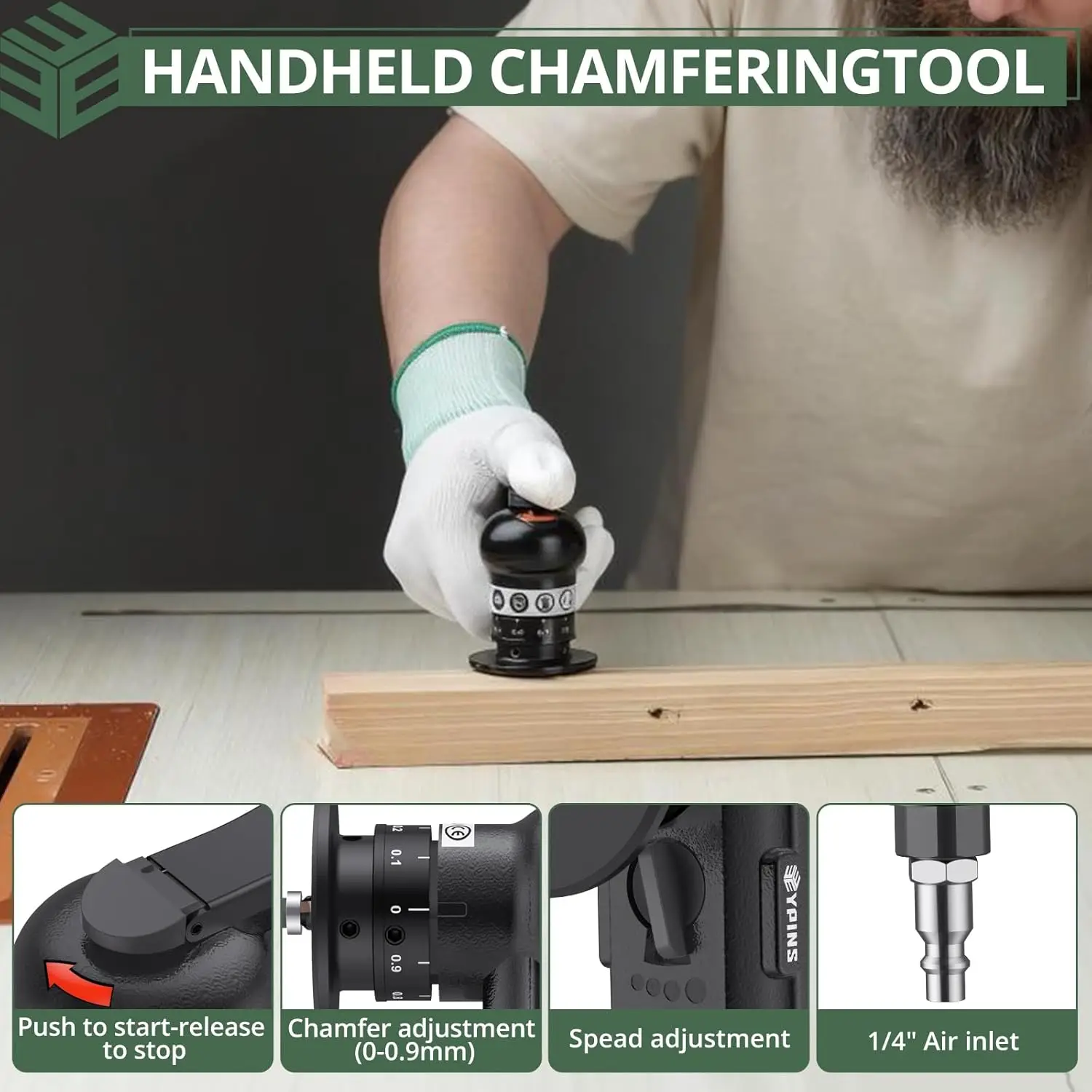 أداة شطب الهواء، آلة شطب هوائية صغيرة للخشب المعدني والصلب والنحاس والأكريليك، قوس 45 درجة، 30000 دورة في الدقيقة 1/4 بوصة #2