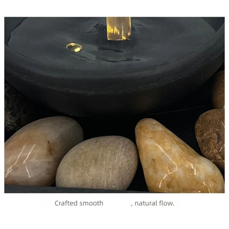  Tabletop Fountain Decors Painted Floating Teapot-Shape Water Feature with USB Power and Stone Basin for Desk Decors