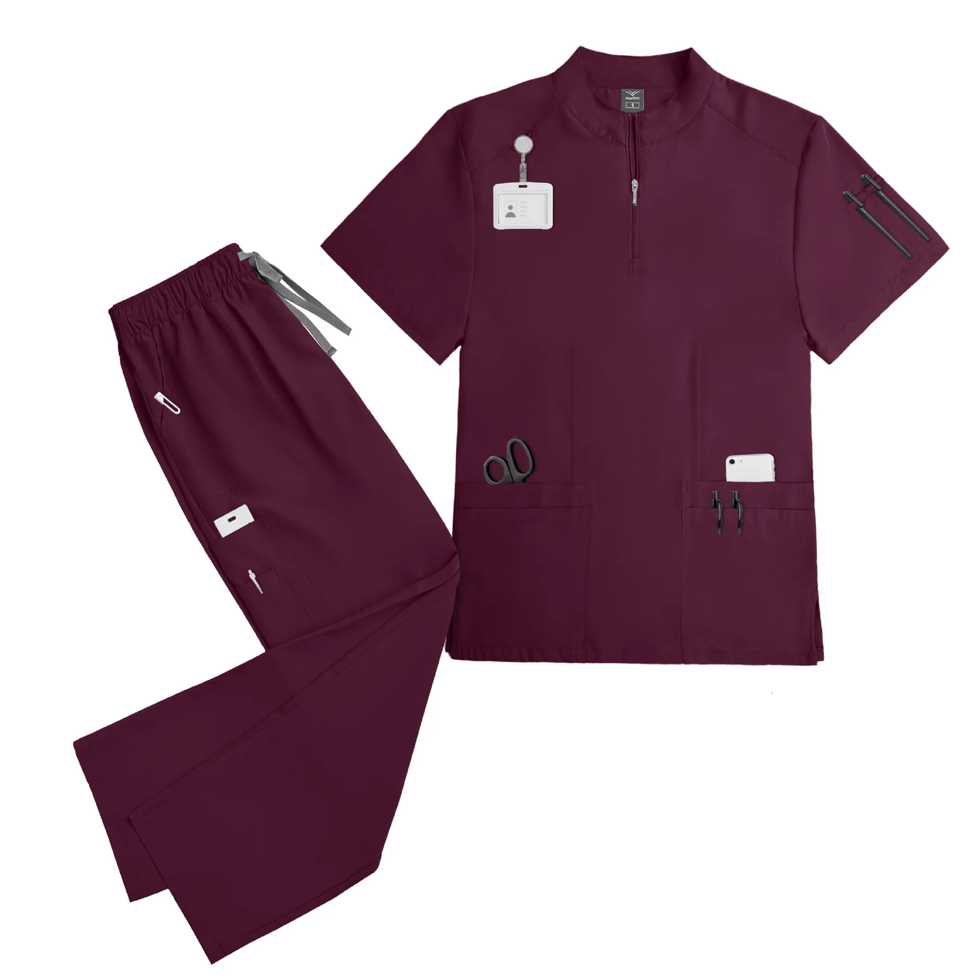 

Short Sleeve Shirt Doctor Uniform Surgical Gown Women's Beauty Surgery Room Hand Scrub Suit Elastic Quick-Dry Unisex