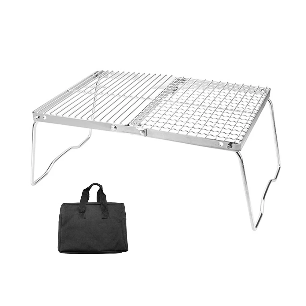 

Stainless Steel Camping Pot Holder Portable Camping Stove Stand Folding Foldable Stove Rack with Storage Bag for Cooking Picnic