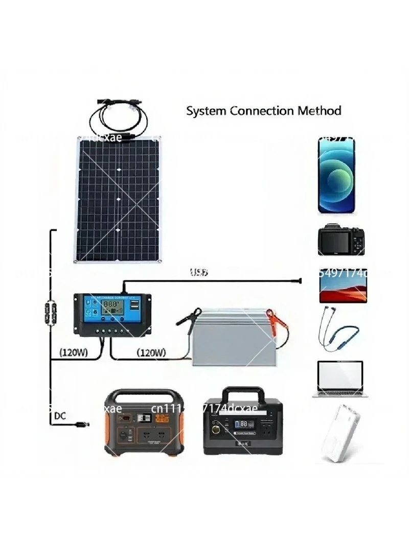 2000W All-in-One Solar Kit with 4000-6000W Inverter and Flexible Panel, 110V/220V Output for Home Camping Off-Grid Power