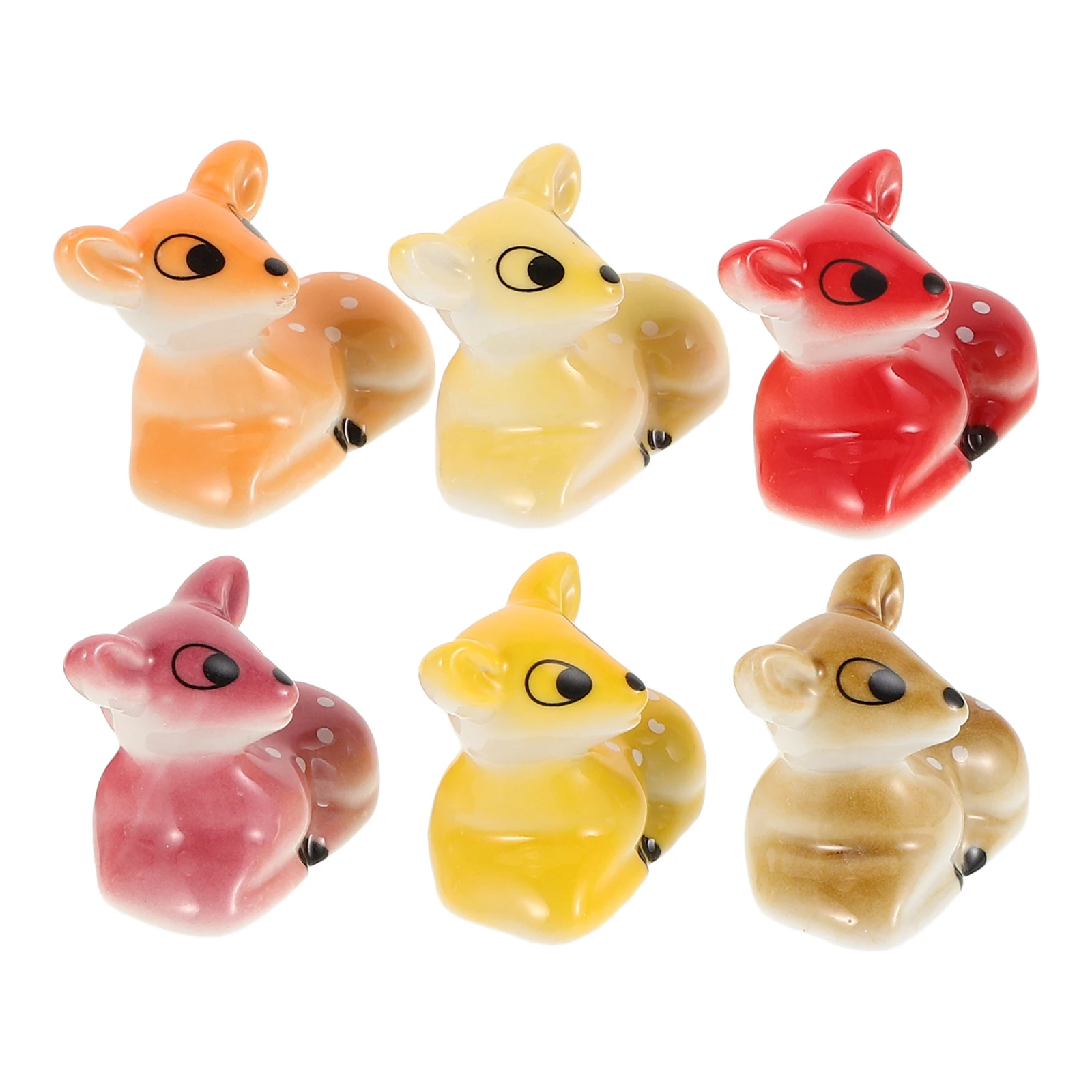

6Pcs Cartoon Deer Ceramic Chopstick Holder Animal Shape Rest Spoon Stand Tableware Home Kitchen Dining Tools for Kids Adults