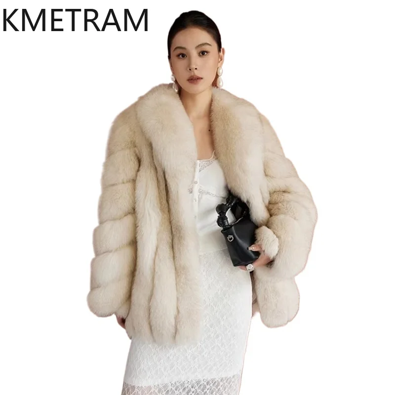 

KMETRAM 100% Natural Whole Blue Fox Fur Jacket Woman Fashion Real Fur Coat Winter Jackets Women Clothing 2026 шуба женская