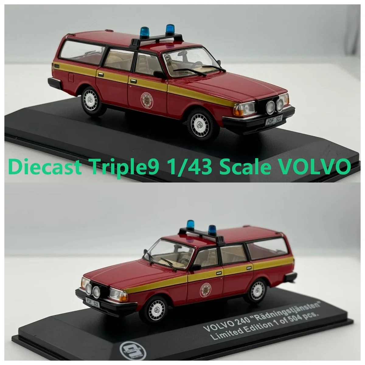flaws-diecast-triple9-escala-1-43-volvo-240-radningstjansten-1983-modelo-de-coche-de-aleacion-juguete-coleccionable-regalo-souvenir-adorno-de-exhibicion