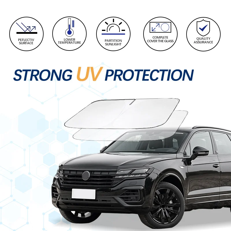 

Windshield Sun Shade For VW Volkswagen Touareg 7L 7P V6 Sunshade Sun Visor Protector Foldable Blocks UV Rays Keep Car Cooler