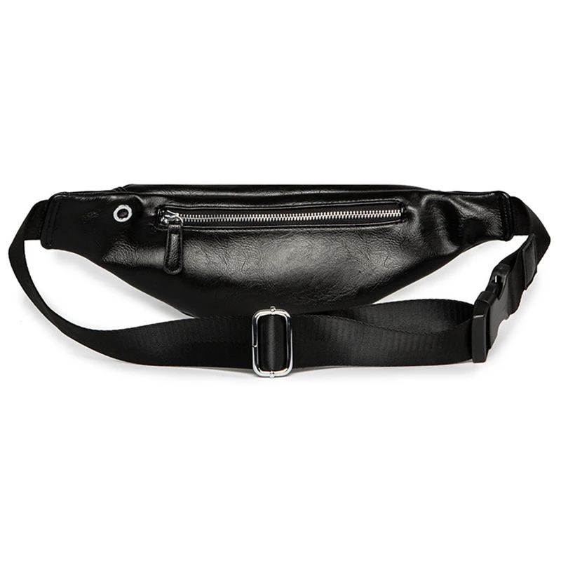 Luxury Leather Fanny Pack Men Waist Bag Fashion Adjustable Belt Bag Male Heuptas Bum Banana Bag Banana Sac