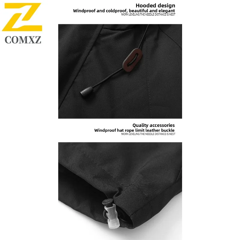 COMXZ 2025 Unisex Hooded Windbreaker Spring Autumn Outdoor Lightweight Hiking Jacket Windproof Breathable Couple Coat