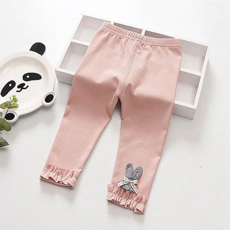 Spring Autumn Girls Leggings Cotton Trousers Kids Baby Girls Skinny Pants Children Cute Cartoon Rabbit Leggings Trousers