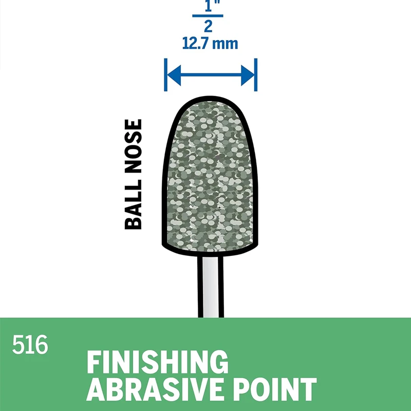 Dremel 516 Bullet Shaped Abrasive Point 3.2mm Aluminum Oxide Abrasive Point Finishing Work Deburring Tool Use With Rotary Tools