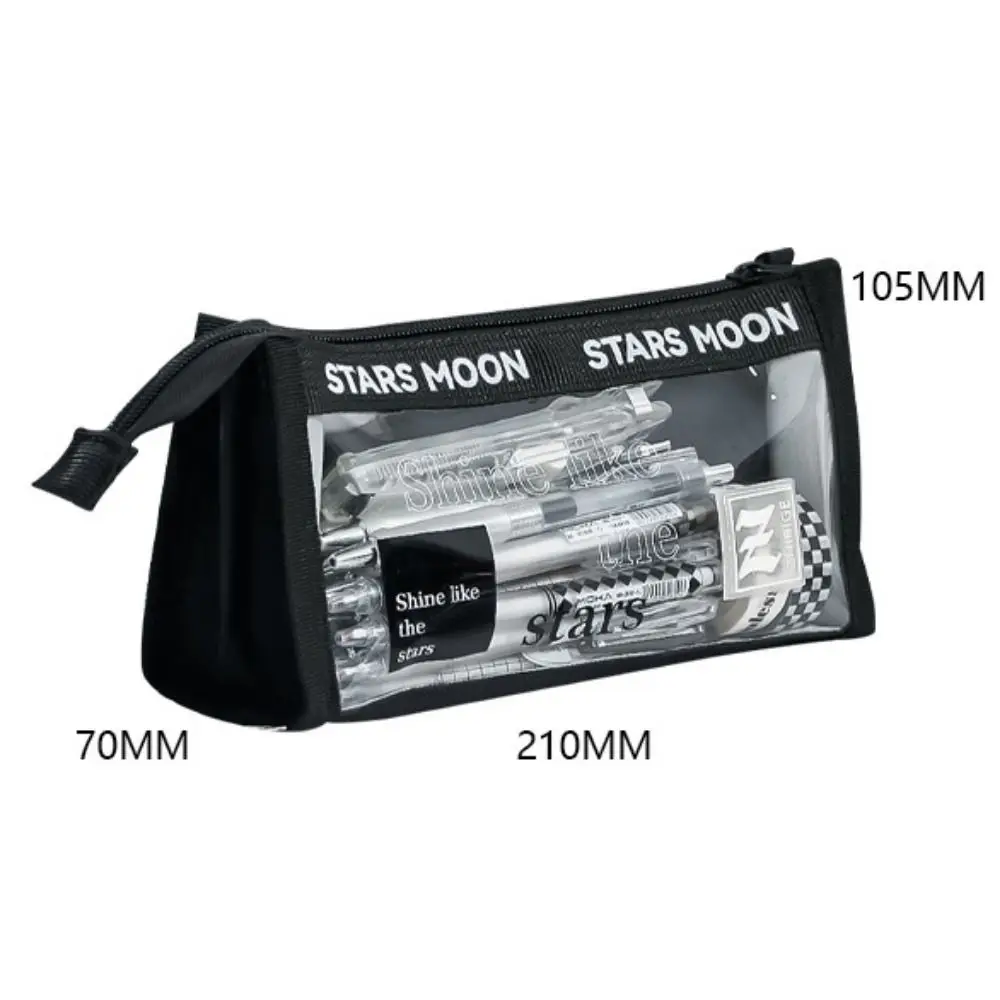 Triangle PVC Transparent Pencil Case Large Capacity Transparent Stationery Storage Bag Three-dimensional Clear
